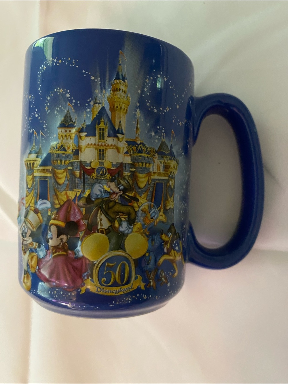 Disney Blue 50th Anniversary Castle & Characters Mug